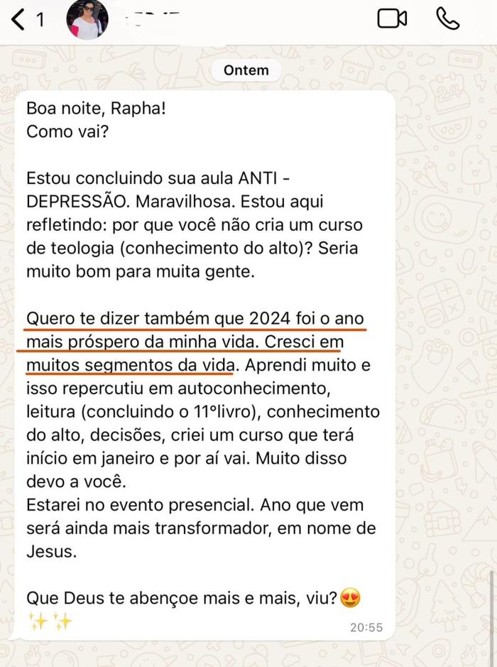 Print de depoimento no WhatsApp